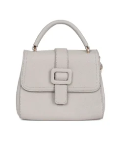 Totemic Elegant Gray Handbag with Gold Accents